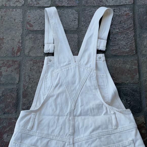 J. Galt Shortalls Cream Raw Hem Shorts Overalls Size S Cotton - Picture 5 of 7
